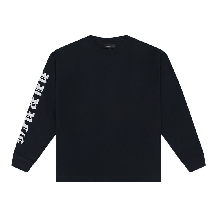 PURPLE BRAND Textured Jersey Long-Sleeve Tee 'Black'