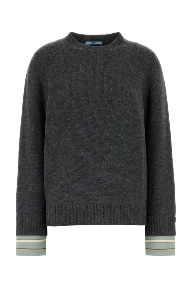 Prada Striped Cuff Crew-Neck Jumper
