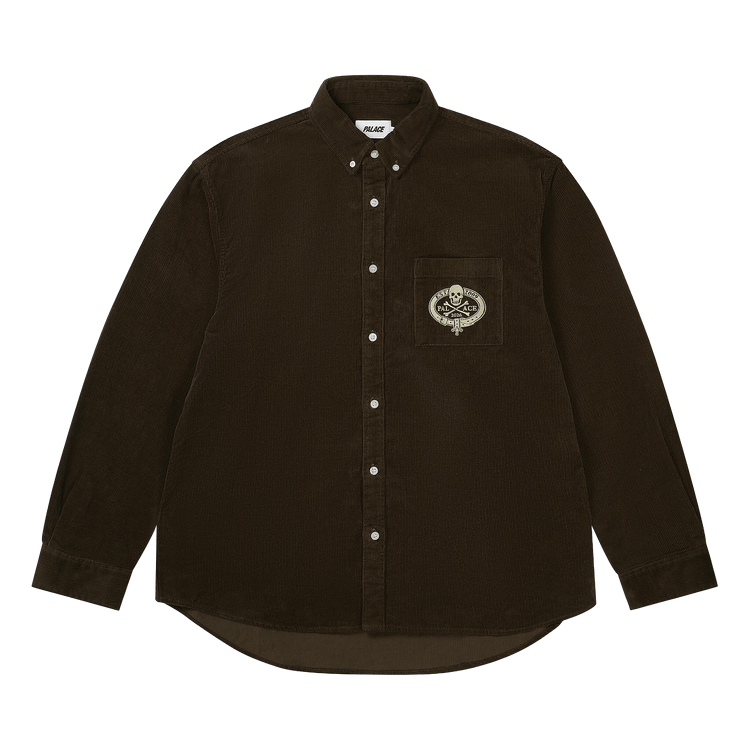 Palace Skull Crest Cord Shirt 'Brown'