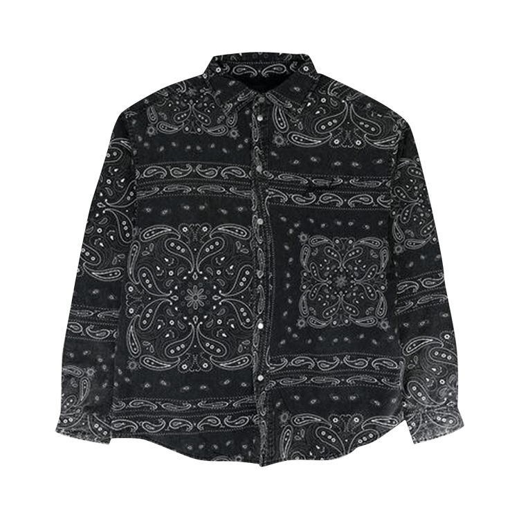 PURPLE BRAND Bandana Print Long-Sleeve Shirt 'Black'