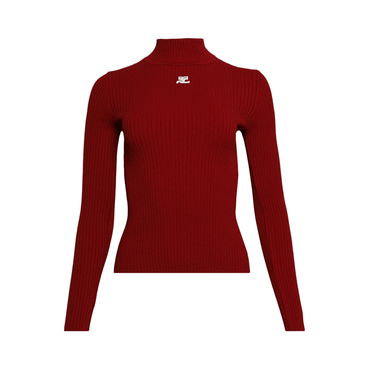 Courrèges Mockneck Rib Knit Sweater 'Red'