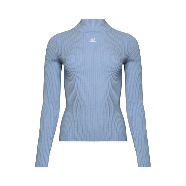 Courrèges Mockneck Rib Knit Sweater 'Sky'
