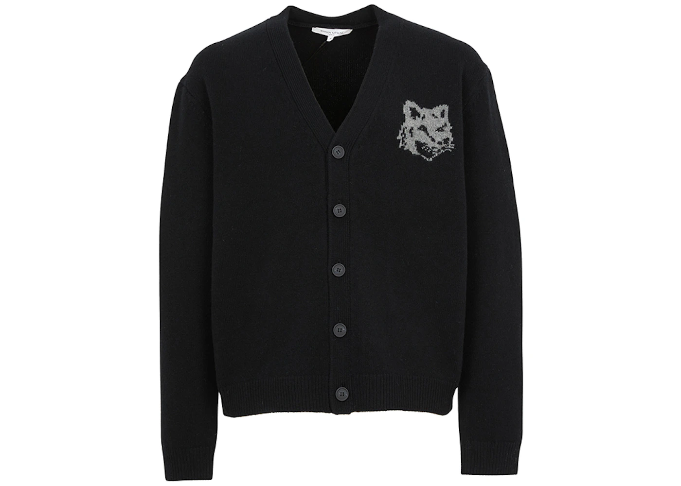 Maison Kitsune Fox Head Intarsia Cardigan Black