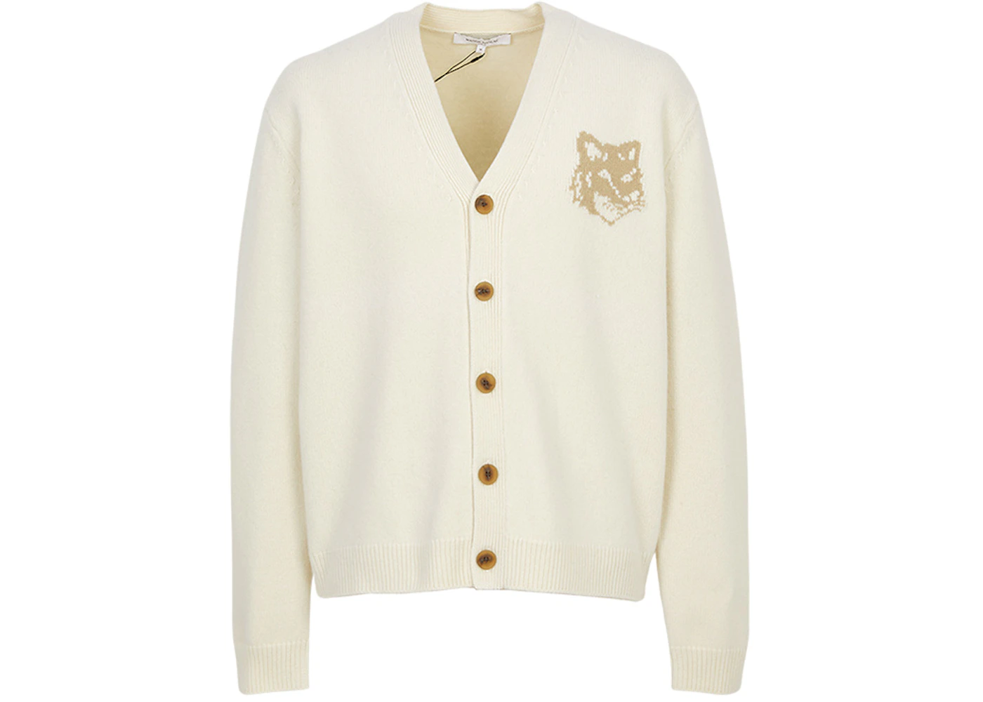Maison Kitsune Fox Head Intarsia Cardigan Ivory
