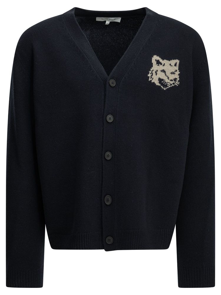 Maison Kitsuné Fox Head V-Neck Cardigan
