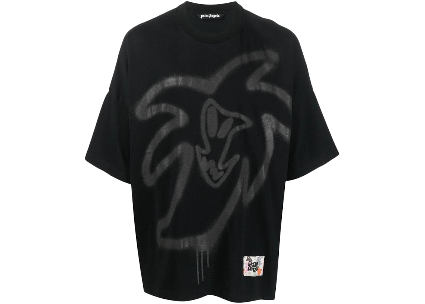 Palm Angels Graffiti-Print Organic Cotton T-shirt Black