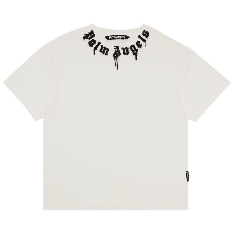 Palm Angels Neck Logo Tee 'Off White/Black'