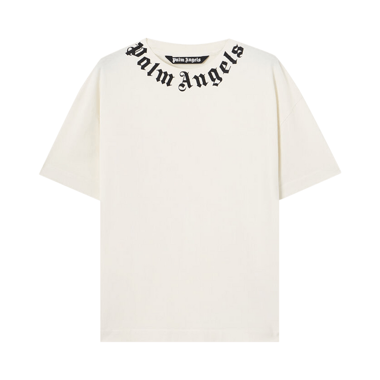 Palm Angels Neck Logo Regular T-Shirt 'Off White/Black'