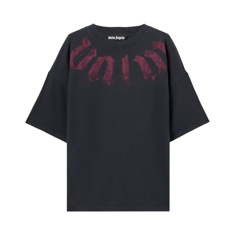 Palm Angels Big Neck Logo Loose T-Shirt 'Black/Burgundy'