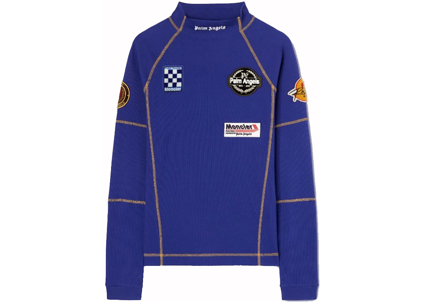 Moncler x Palm Angels Long Sleeves Racing T-Shirt Blue/White