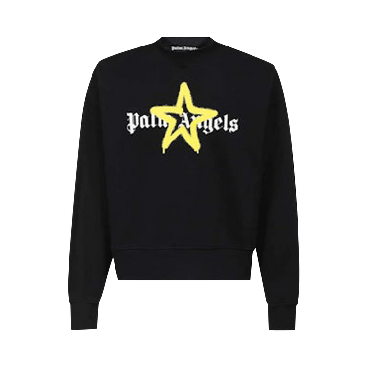 Palm Angels Spray Star Logo Sweatshirt 'Black/Yellow'