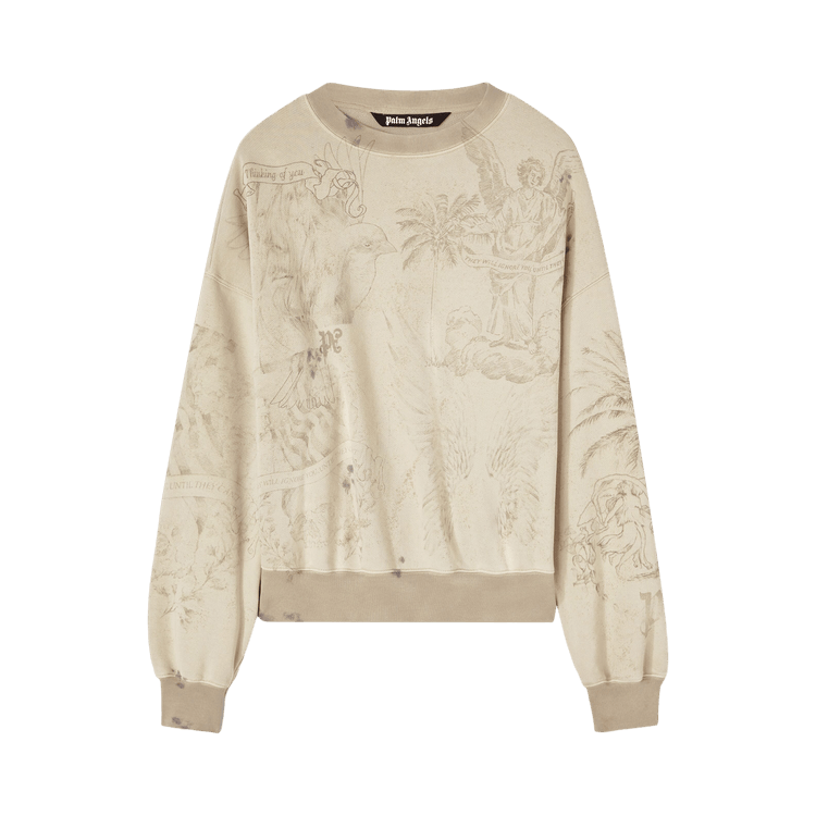Palm Angels Pencil All Over Crew Sweatshirt 'Off White'