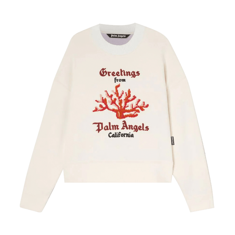 Palm Angels Coral Mix Knit Crewneck 'Off White/Red'