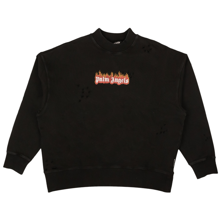 Palm Angels Burning Logo Crewneck 'Black/White'