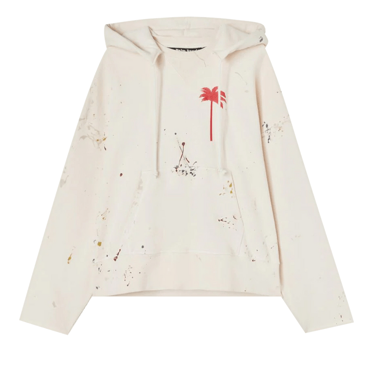 Palm Angels PxP Painted Raw Cut Hoodie 'Off White/Red'