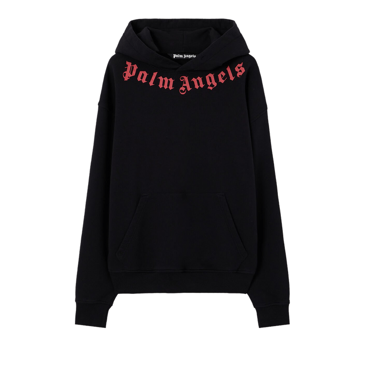 Palm Angels Neck Logo Regular Hoodie 'Black/Red'