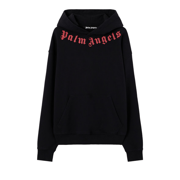 Palm Angels Neck Logo Regular Hoodie 'Black/Red'