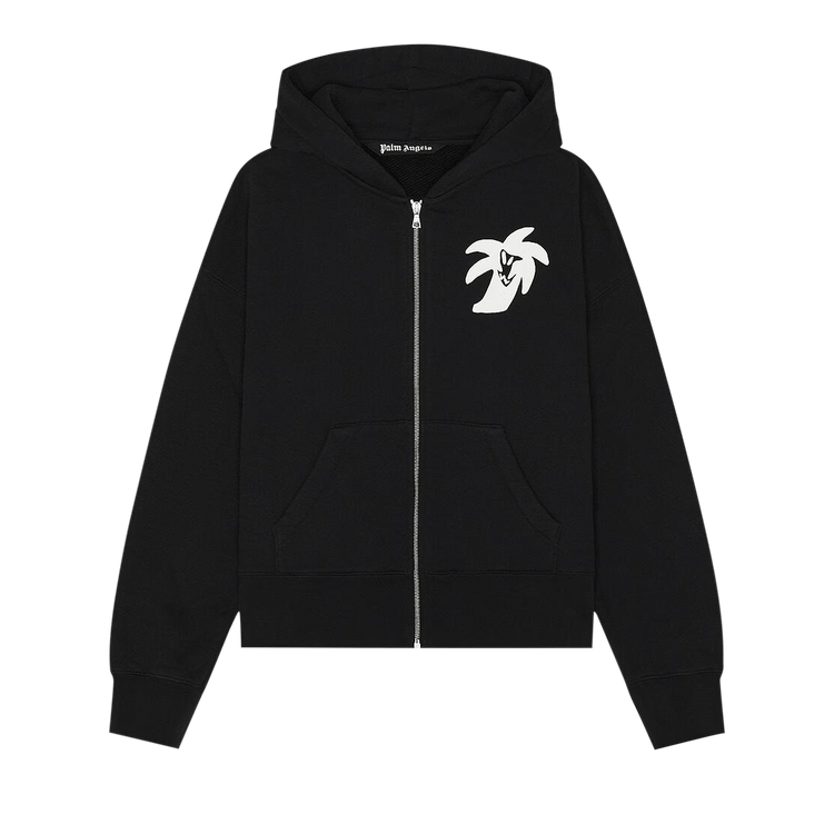 Palm Angels Hunter Zipped Hoodie 'Black/White'