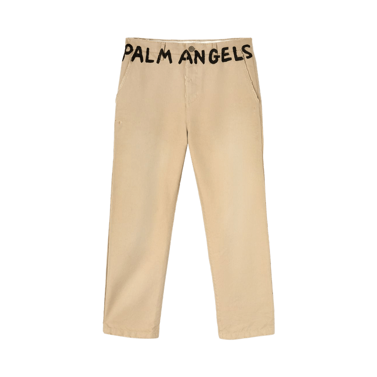 Palm Angels Seasonal Logo Pants 'Beige/Black'