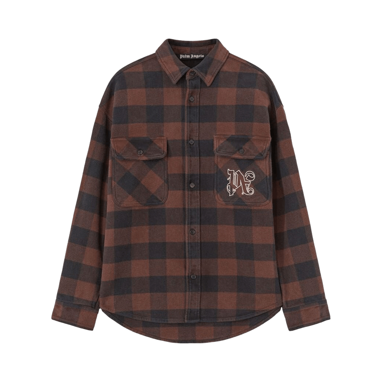 Palm Angels Check Pattern Overshirt 'Brown/Off White'