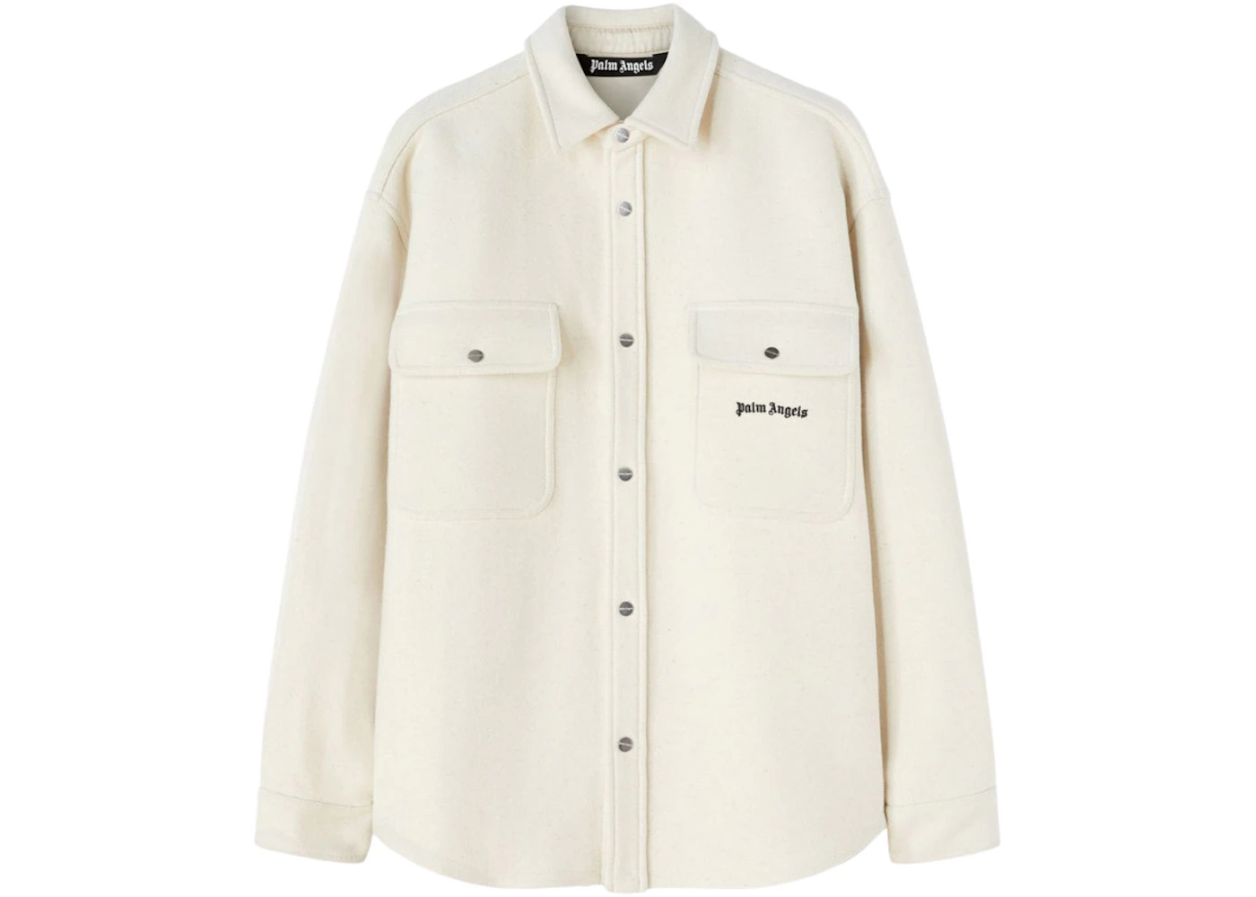 Palm Angels Logo-Embroidered Twill Shirt Jacket White
