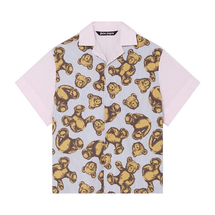 Palm Angels Bears Bowling Shirt 'Light Blue/Yellow'