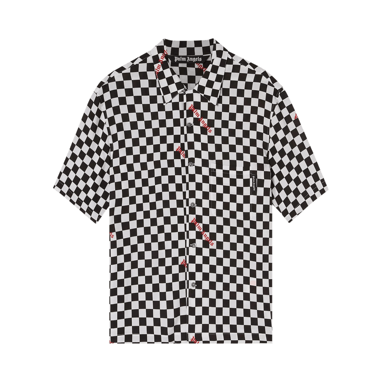 Palm Angels Damier Print Bowling Shirt 'Black/Red'