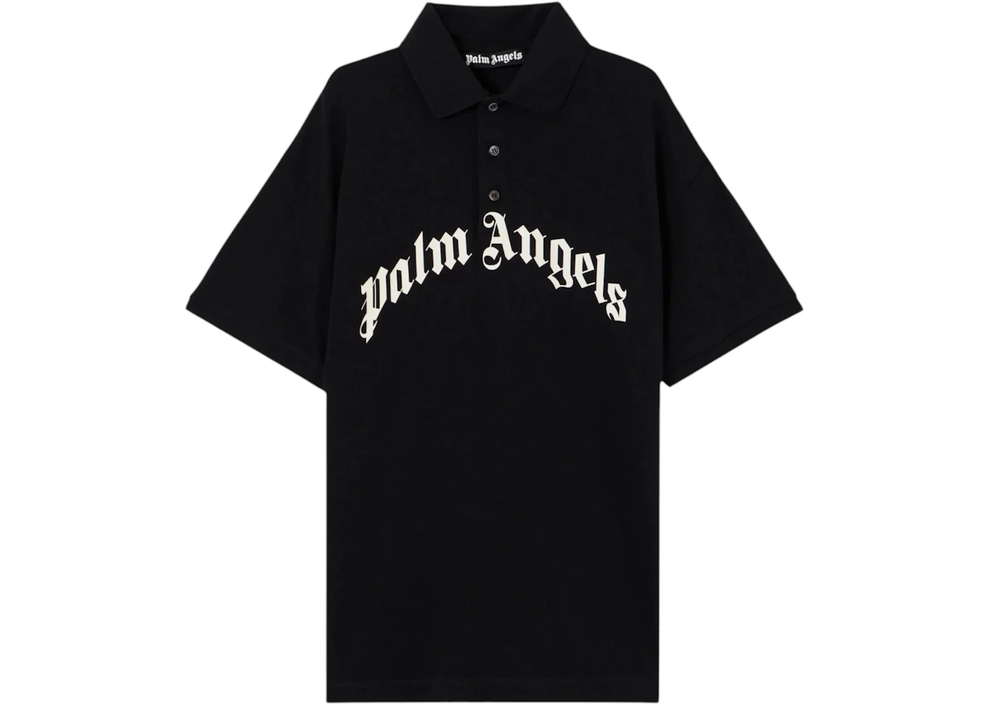 Palm Angels Curved Logo S/S Polo Black