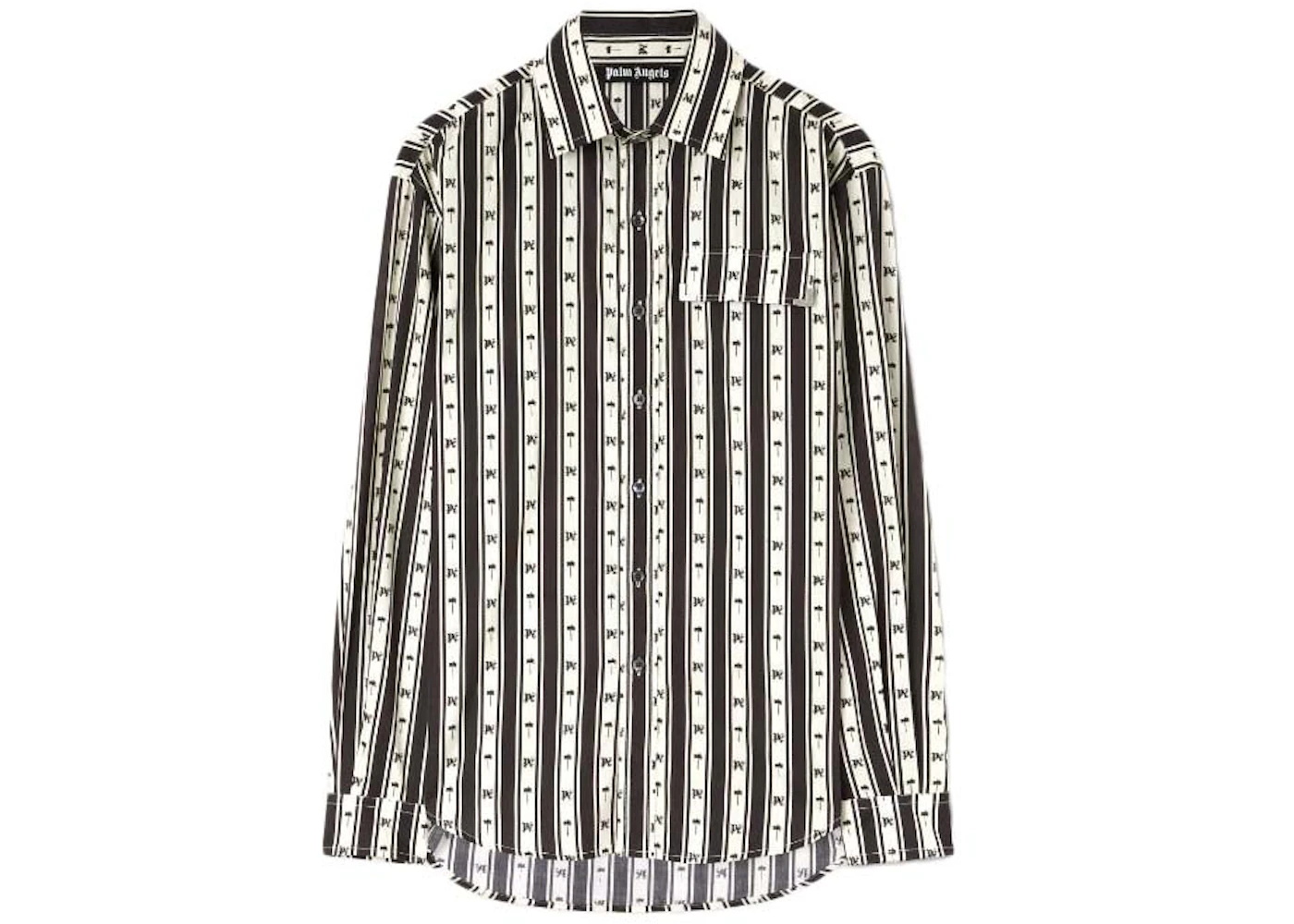 Palm Angels Stripes Monogram Shirt Off White/Black