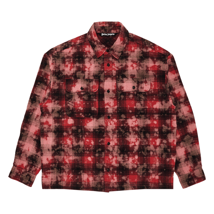 Palm Angels Curved Logo Check Shirt 'Red/Off White'