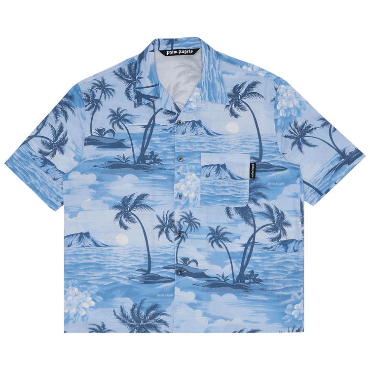 Palm Angels Sunset Bowling Shirt 'Indigo Blue'