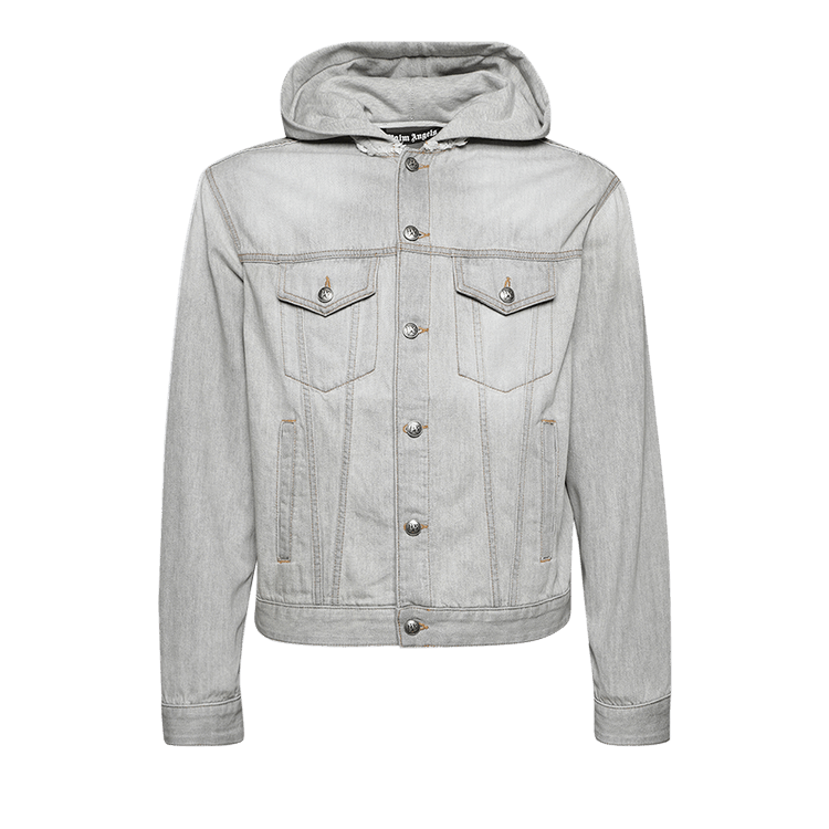 Palm Angels Curved Logo Denim Jacket 'Light Grey'