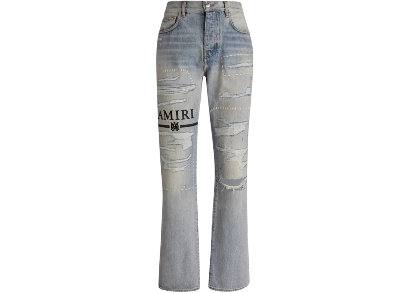 AMIRI Ma Bar Logo Straight Fit Stone Indigo Blue Jeans Blue