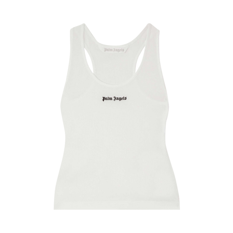Palm Angels Classic Logo Rib Tank 'White/Black'