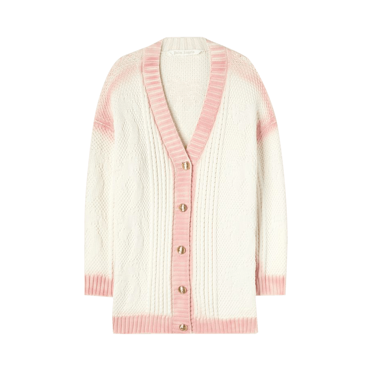 Palm Angels Sprayed Palm Fisherman Long Cardigan 'Off White'