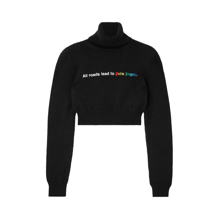 Palm Angels All Roads Cropped Turtleneck 'Black/White'
