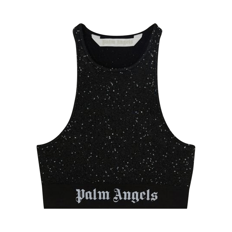 Palm Angels Soiree Knit Logo Top 'Black/White'