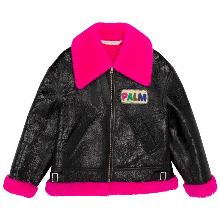 Palm Angels Palm Shearling Aviator 'Black/Fuchsia'