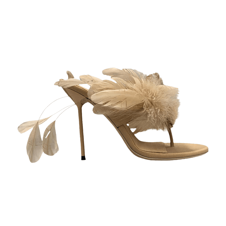 Paris Texas Wmns Lidia Feather Thong Mule 'Honey'