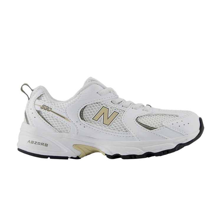 New Balance 530 Bungee Lace Little Kid Wide 'White Khaki'