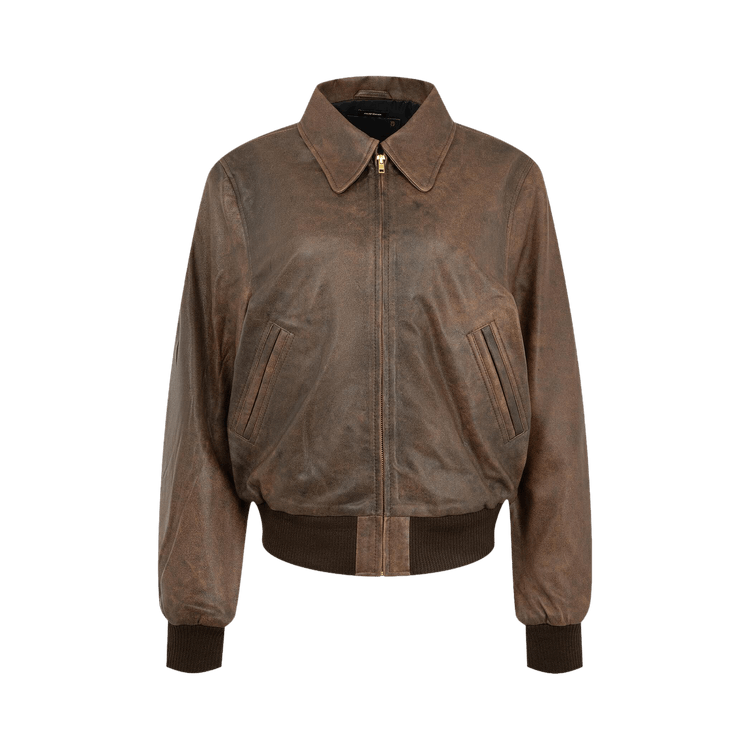 R13 Boyfriend Leather Bomber 'Brown'