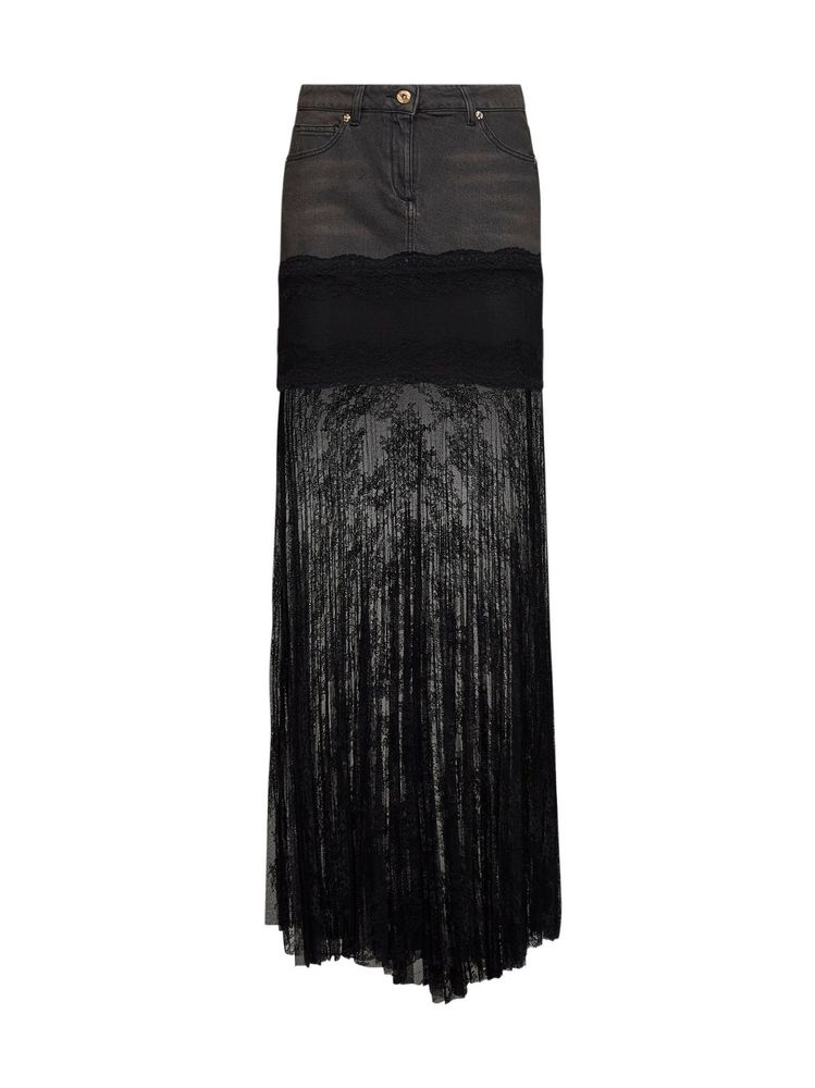 Blumarine Pleated Lace Panel Skirt