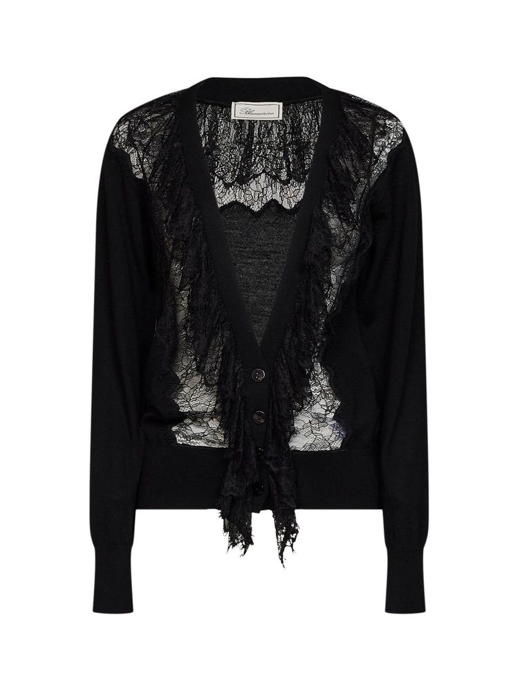 Blumarine Lace Trim V-Neck Cardigan