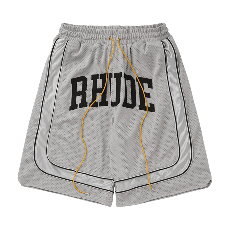 Rhude Baggy Mesh Collegiate Logo Shorts 'Grey/Silver'