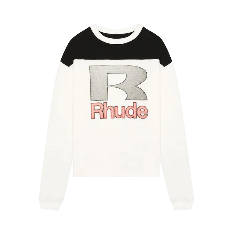 Rhude Racing Panel Long-Sleeve Shirt 'White/Black/Red'