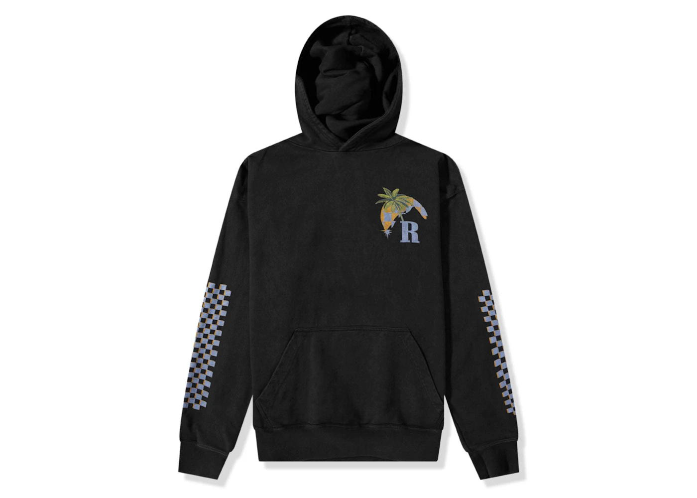 Rhude Moonlight Tropics Print Oversized Vintage Hoodie Black