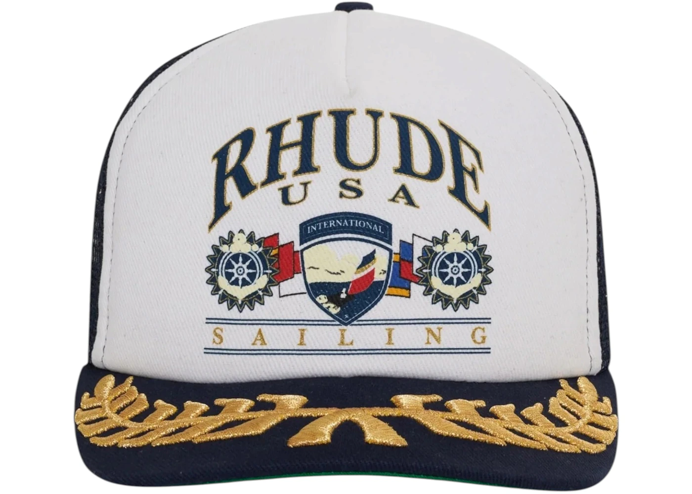 Rhude USA Sailing Icon Trucker Hat Navy/White