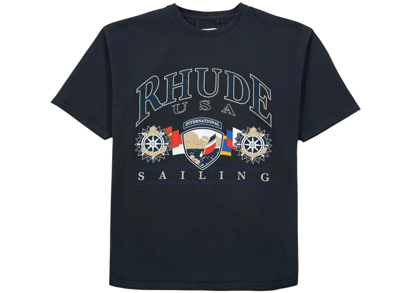 Rhude Usa Sailing Icon T-shirt Vintage Black/White