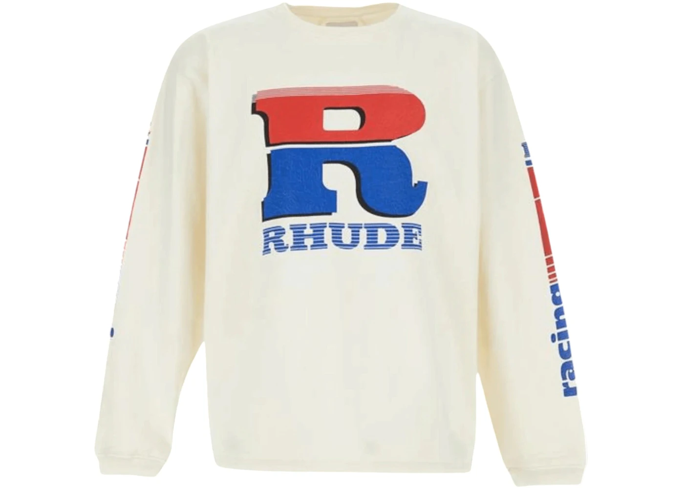 Rhude Split Petrol Logo Mesh L/S Tee Vintage White/Red