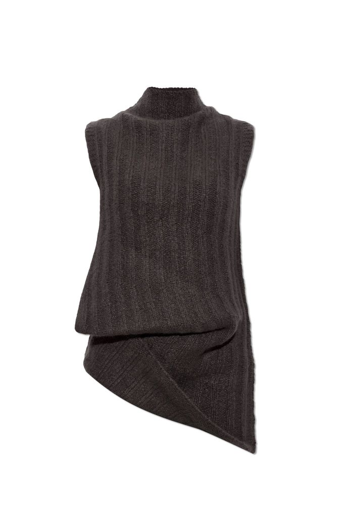 Rick Owens Asymmetric Ribbed Knitted Top